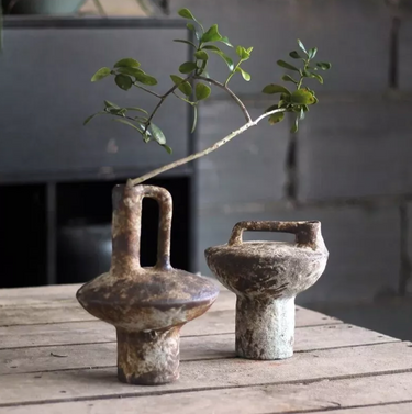 Handmade Wabi-Sabi Ceramic Vase Rustic Pottery for Minimalist Home Décor